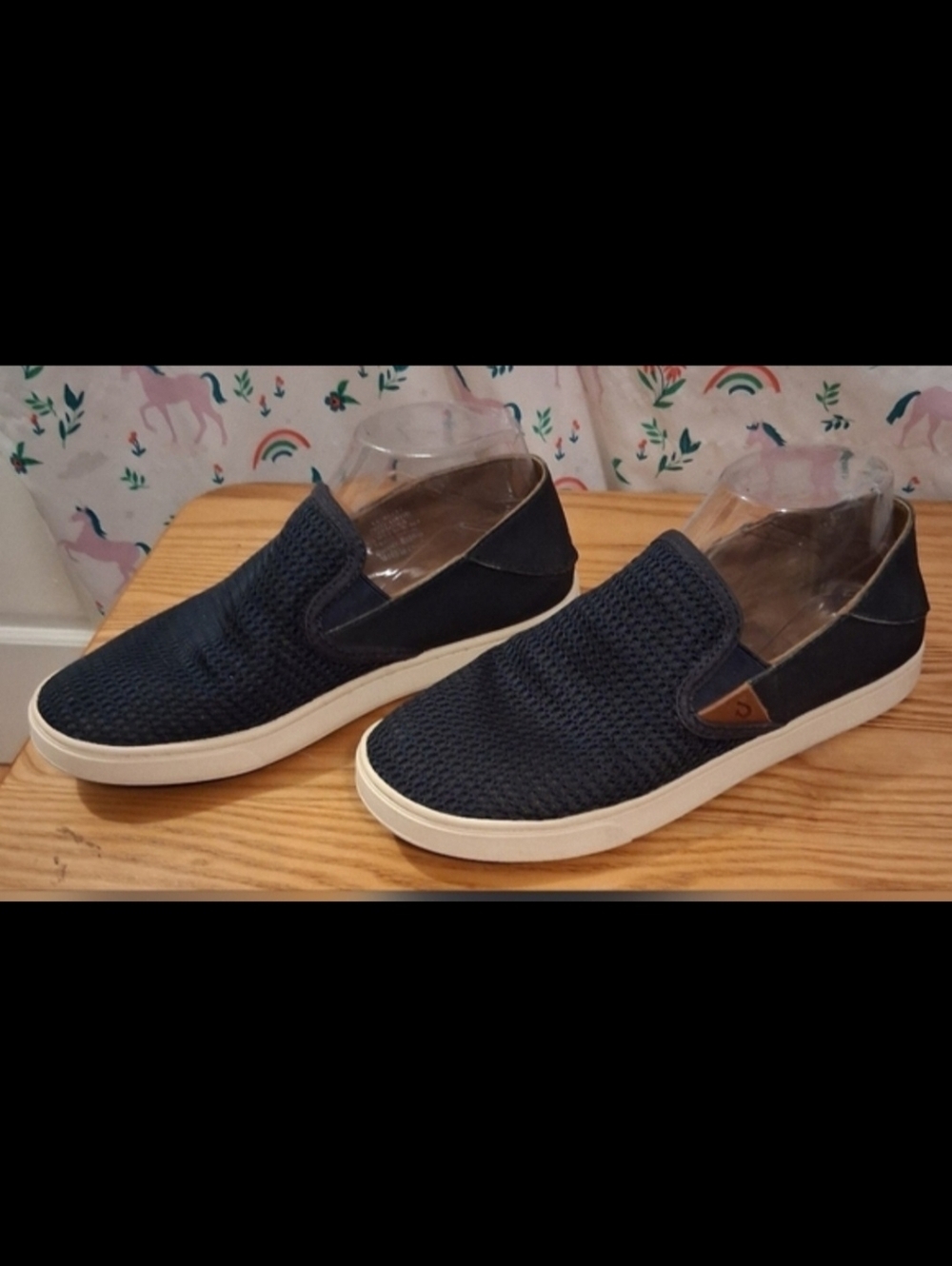 EUC OluKai Pehuea Navy Blue Mesh Casual Everyday Slide Loafer Sneaker SZ 8.5